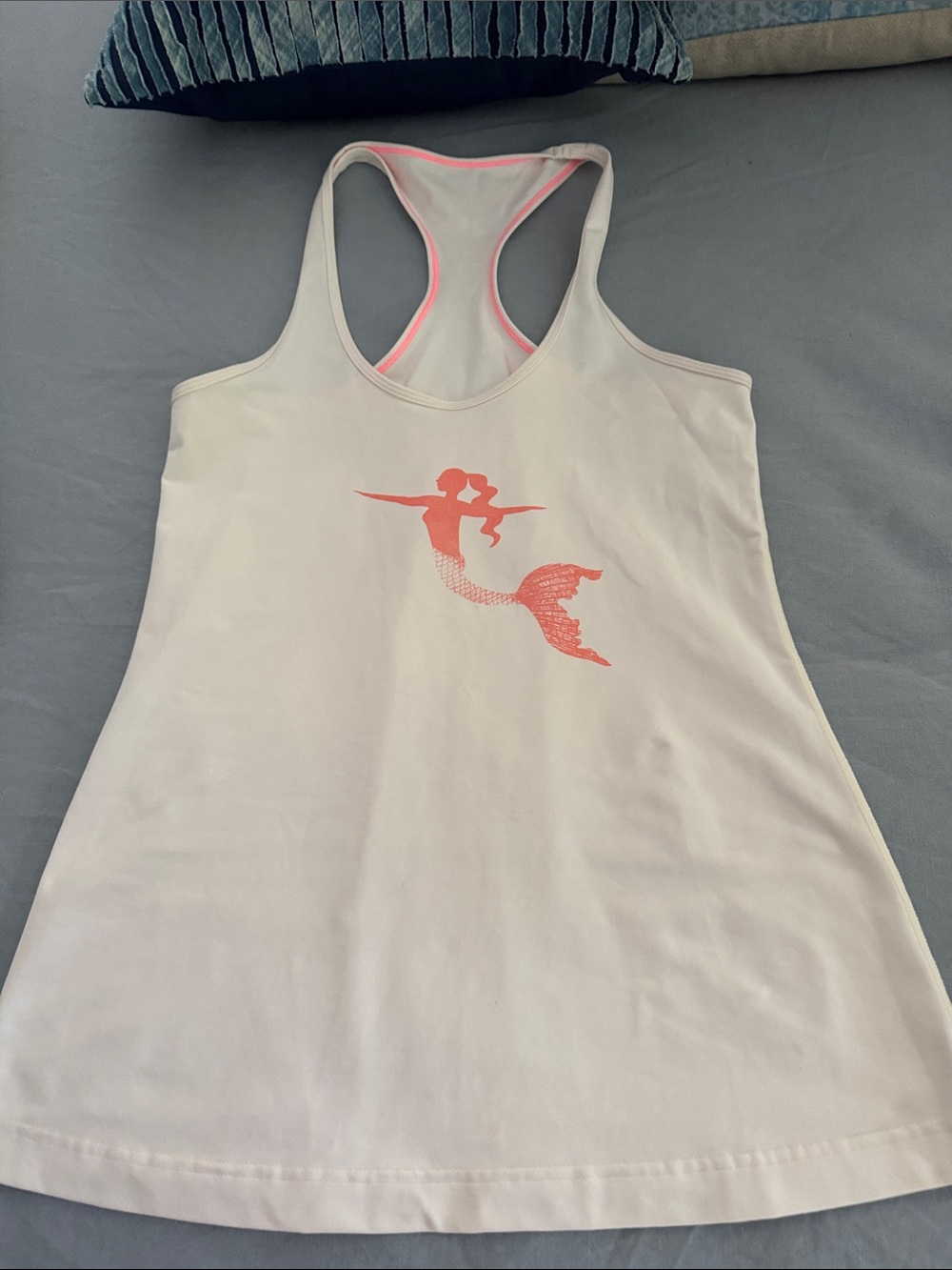 Lululemon SeaWheeze 1/2 Marathon Pale Pink Racerback Tank with Neon Coral Trim